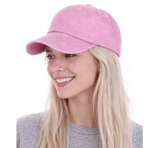 Zenana Vintage Washed Pink Baseball Cap Adjustable Cotton Hat